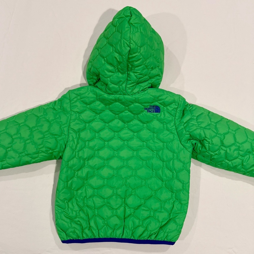 New The North Face Perrito Jacket Boys 18-24M Krypton Green Quilted Reversible - Picture 7 of 8